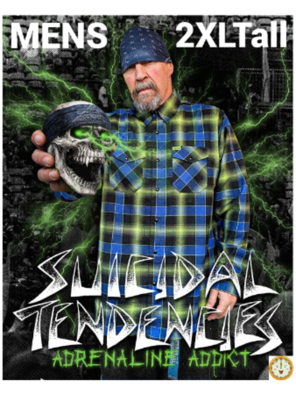 DIXXON x SUICIDAL TENDENCIES-ADRENALINE ADDICT Collab Flannel Shirt- Men's 2XLT